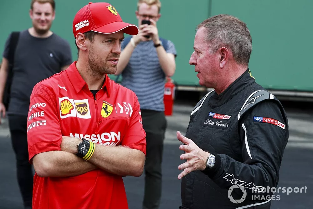 Sebastian Vettel, Ferrari and Martin Brundle, Sky TV 