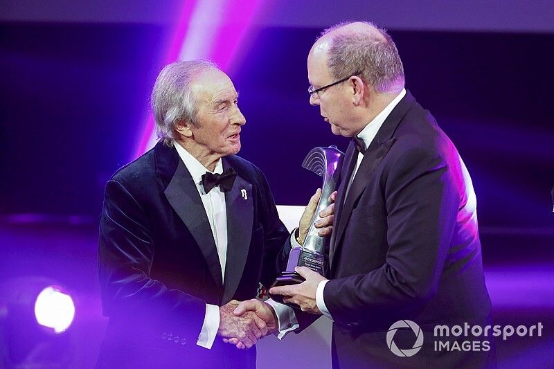 HSH Prince Albert II of Monaco of Monaco and Jackie Stewart during the Autosport Awards