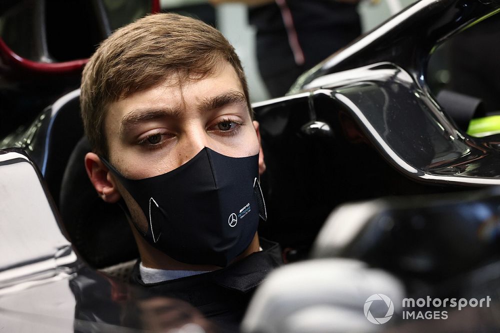 George Russell, Mercedes-AMG F1 in his car