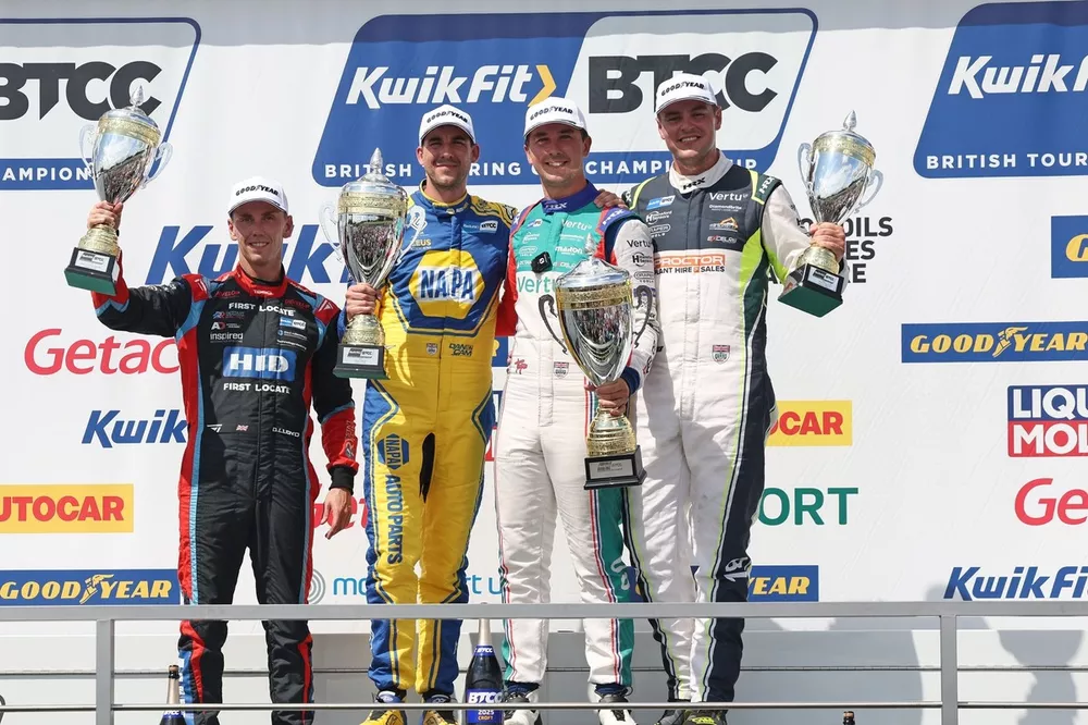 Daniel Lloyd, Restart Racing Hyundai i30N. Dan Cammish, NAPA Racing UK Ford Focus ST, Tom Ingram, Team Vertu Hyundai i30N, Senna Proctor, Team Vertu Hyundai i30N