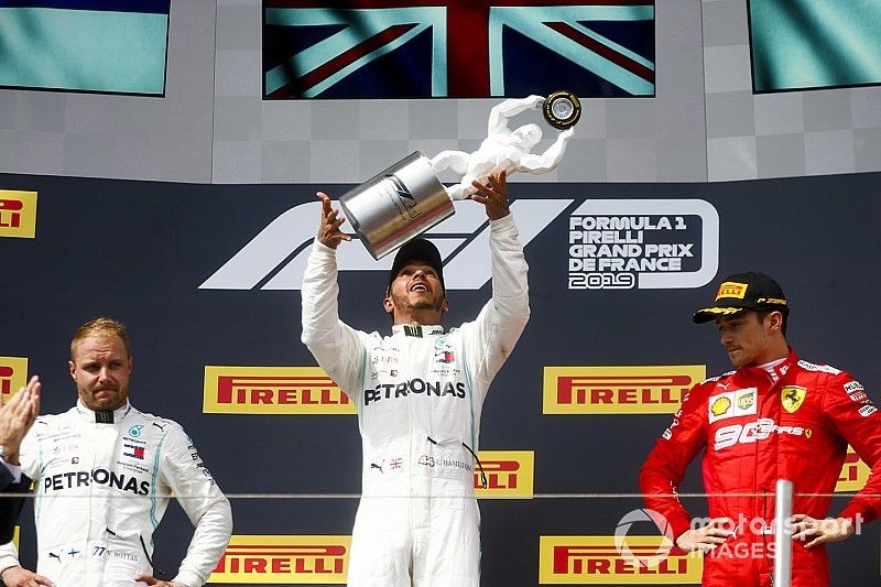 Podium: Race winner Lewis Hamilton, Mercedes AMG F1, second place Valtteri Bottas, Mercedes AMG F1, third place Charles Leclerc, Ferrari
