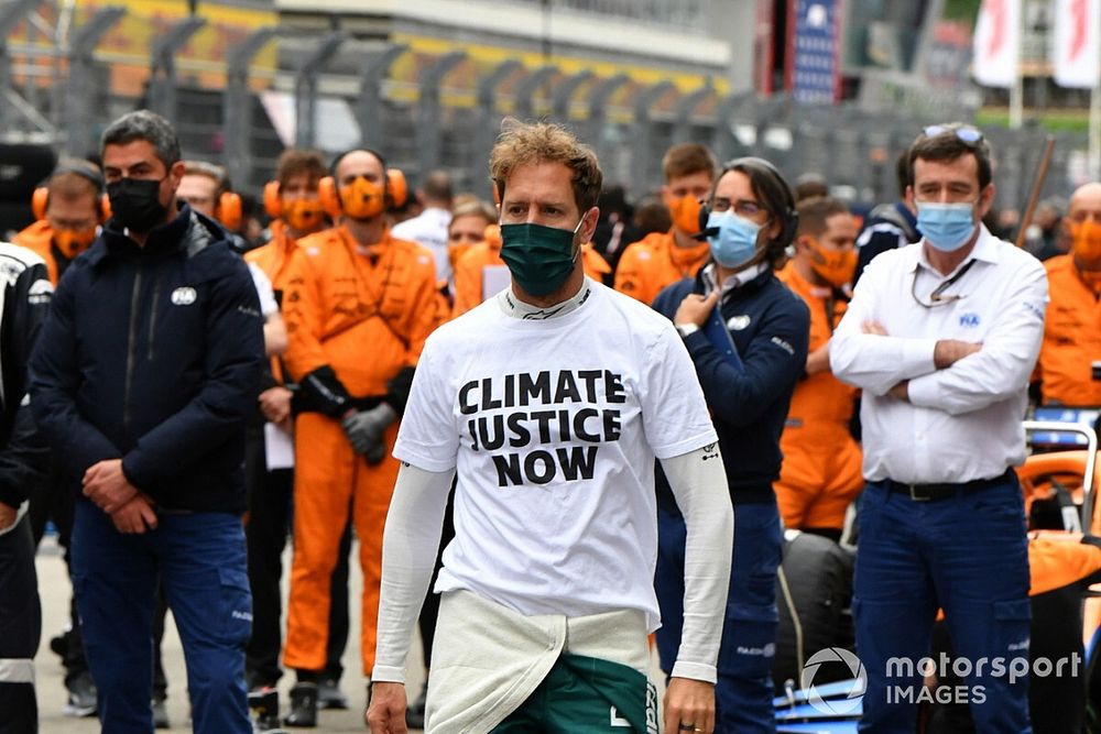 Sebastian Vettel, Aston Martin, on the grid