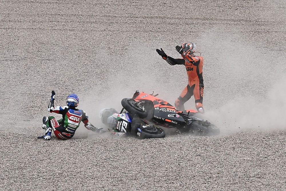 Danilo Petrucci, KTM Tech3, Alex Marquez, Team LCR Honda crash