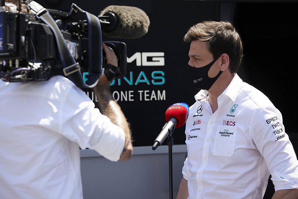 Toto Wolff, Team Principal and CEO, Mercedes AMG, is interviewed