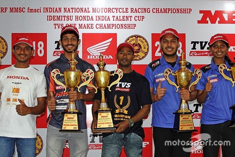  National Champions: Anish Shetty (Pro-Stock 165cc), Satyanarayana Raju (Pro-Stock 301-400cc), Jagan Kumar (Super Sport 165cc), Karthik Mateti (Stock 165cc) and Ann Jennifer (Girls)