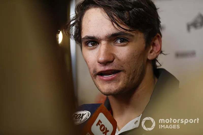 Pietro Fittipaldi, Haas development driver, talks to the media