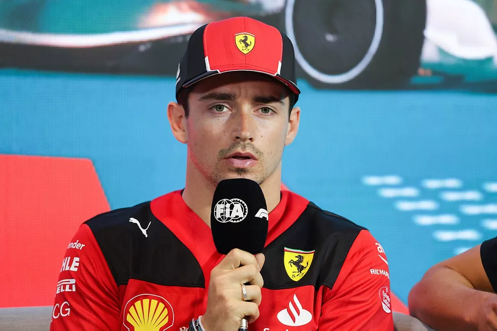 Charles Leclerc, Scuderia Ferrari at the press conference for the Miami Grand Prix