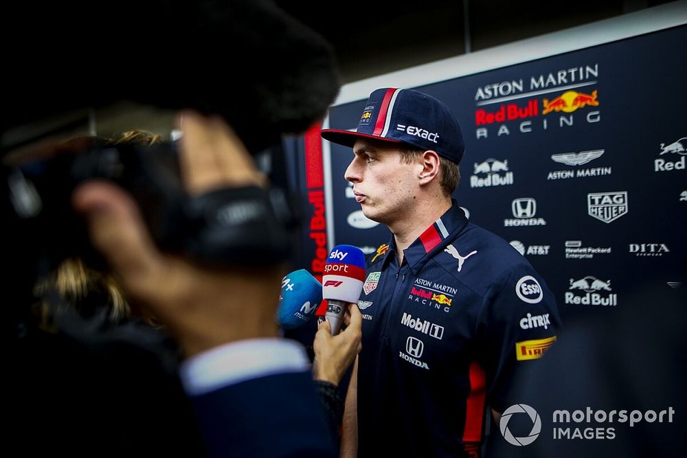 Max Verstappen, Red Bull Racing speaks to the media