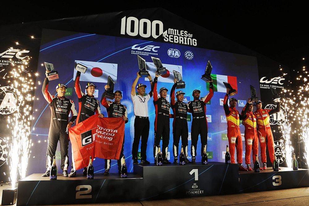 Podio: #7 Toyota Gazoo Racing Toyota GR010 - Hybrid: Mike Conway, Kamui Kobayashi, José María López; #8 Toyota Gazoo Racing Toyota GR010 - Hybrid: Sébastien Buemi, Brendon Hartley, Ryo Hirakawa; #50 Ferrari AF Corse Ferrari 499P: Antonio Fuoco, Miguel Molina, Nicklas Nielsen, 