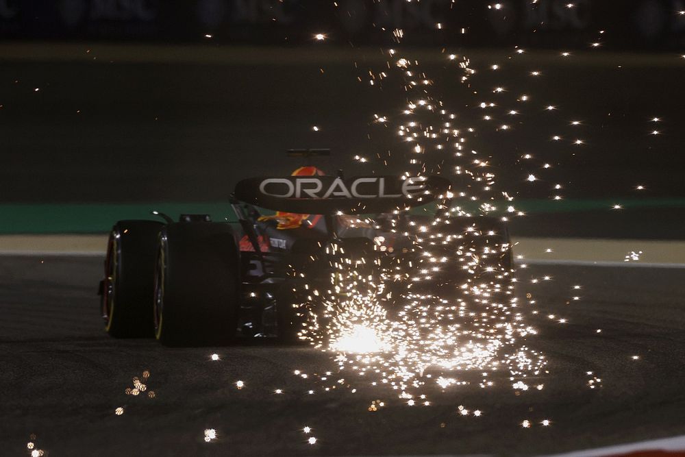 Sparks kick up from Max Verstappen, Red Bull Racing RB19