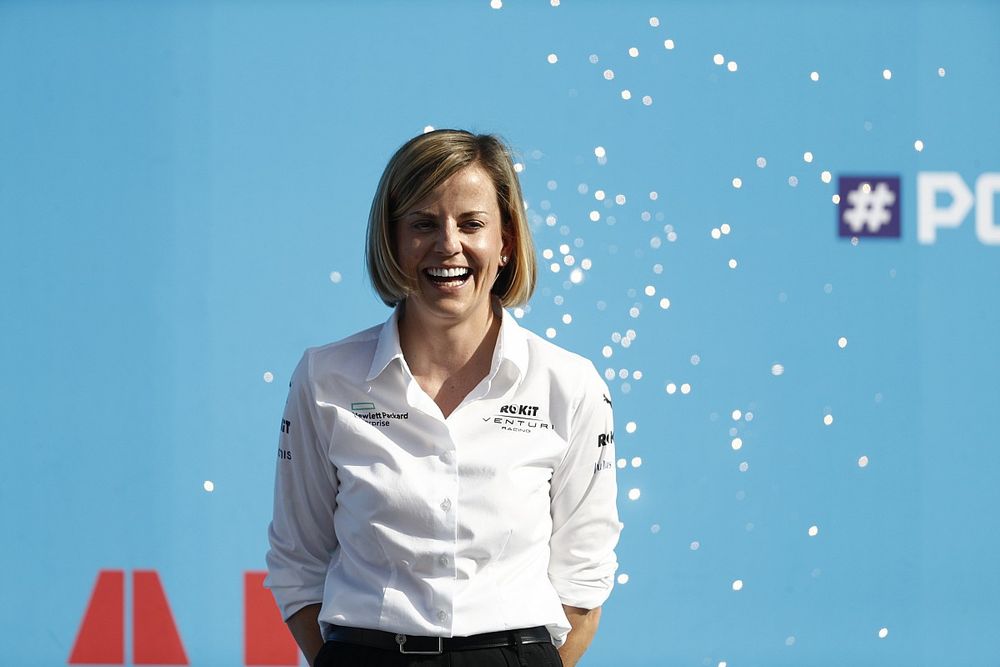 Susie Wolff, Team Principal, Venturi Racing, on the podium