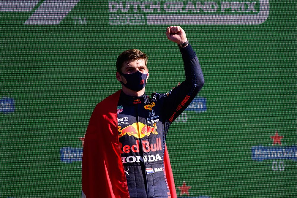 Podium: race winner Max Verstappen, Red Bull Racing