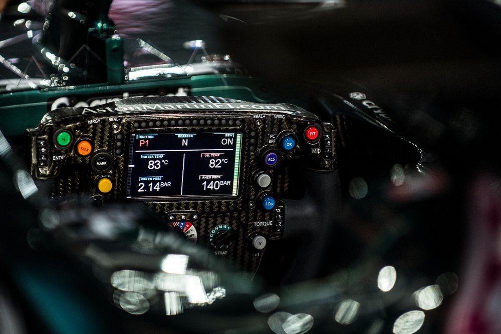 Aston Martin AMR21 steering wheel detail