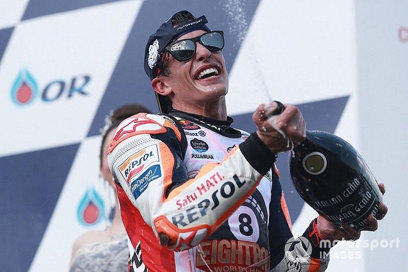 Podium : le vainqueur Marc Marquez, Repsol Honda Team