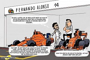 Cartoon van Cirebox - Alonso ruilt zijn wagen in