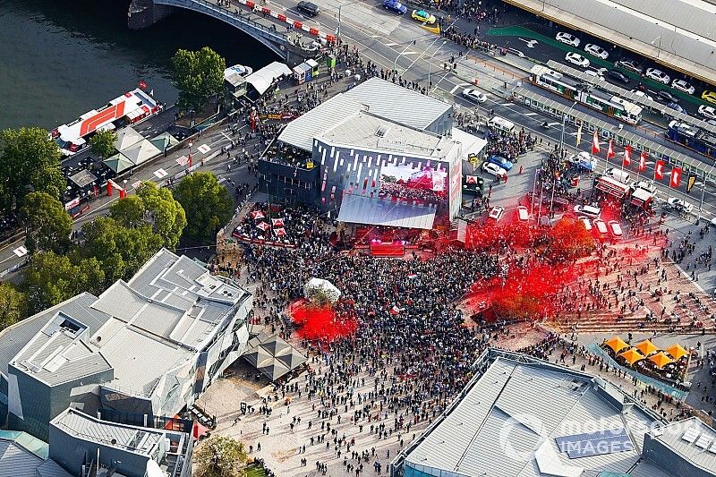 Aerial view of the Federation Square event in downtown Melbourne