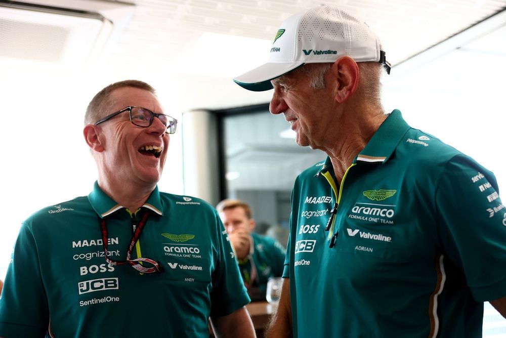 Andy Cowell, Team Principal and Group CEO at Aston Martin F1 Team with Adrian Newey, Managing Technical Partner of Aston Martin F1