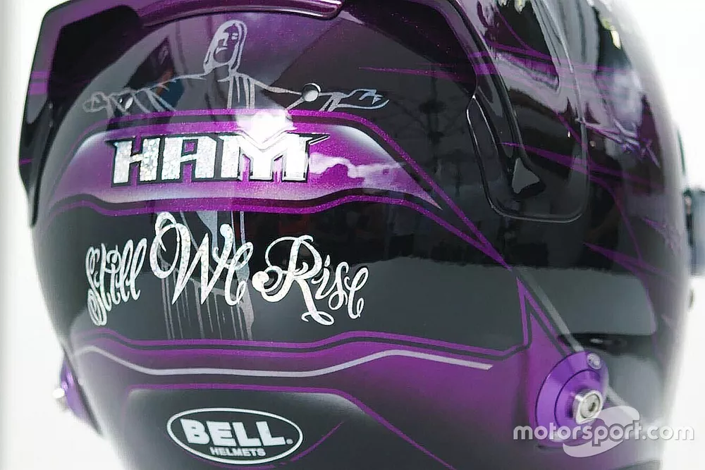 Detalles del casco de Lewis Hamilton, Mercedes AMG F1