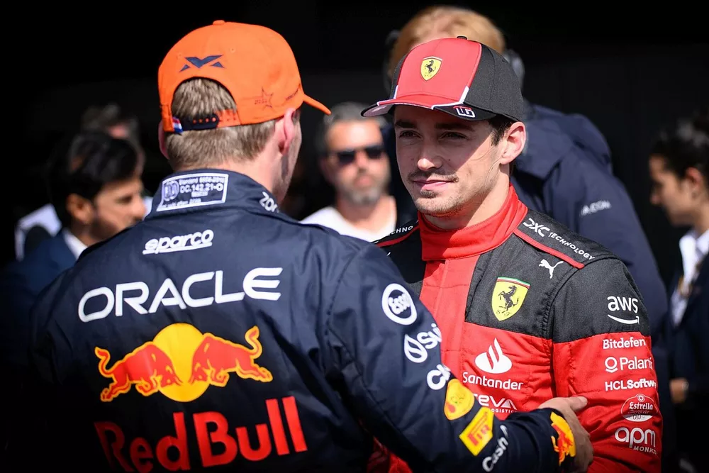 Charles Leclerc, Ferrari, Max Verstappen, Red Bull Racing