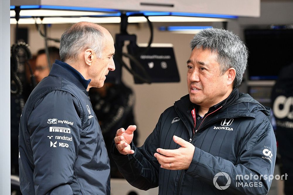 Franz Tost, Team Principal, AlphaTauri and Masashi Yamamoto, General Manager, Honda Motorsport 