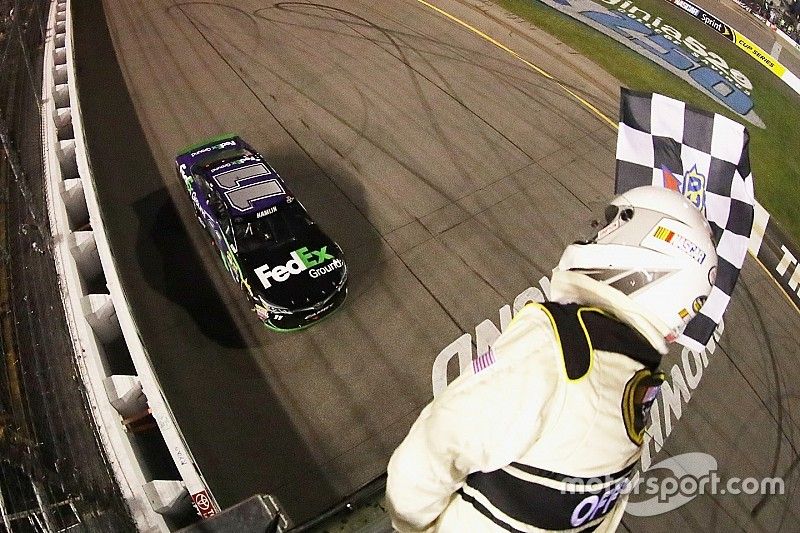 Denny Hamlin, Joe Gibbs Racing Toyota takes the win