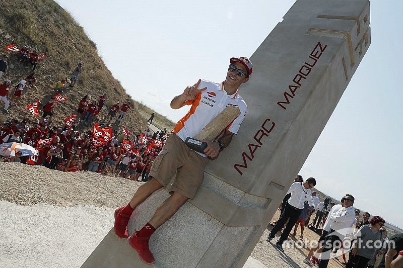 Marc Marquez, Repsol Honda Team, bei der Vorstellung der Marc-Marquez-Kurve im Motorland Aragon