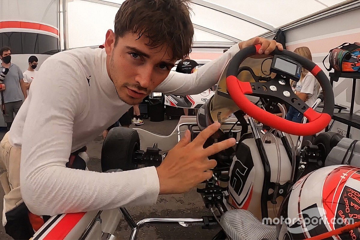 F1: Leclerc retorna aos treinos correndo de kart na pista onde iniciou sua carreira