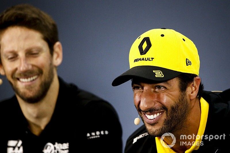 Romain Grosjean, Haas F1 and Daniel Ricciardo, Renault F1 Team In the Press Conference