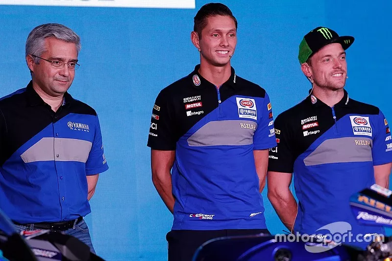 Alex Lowes et Michael van der Mark &agrave; la conf&eacute;rence Yamaha Motorsports 2019, Pata Yamaha Official WorldSBK Team.