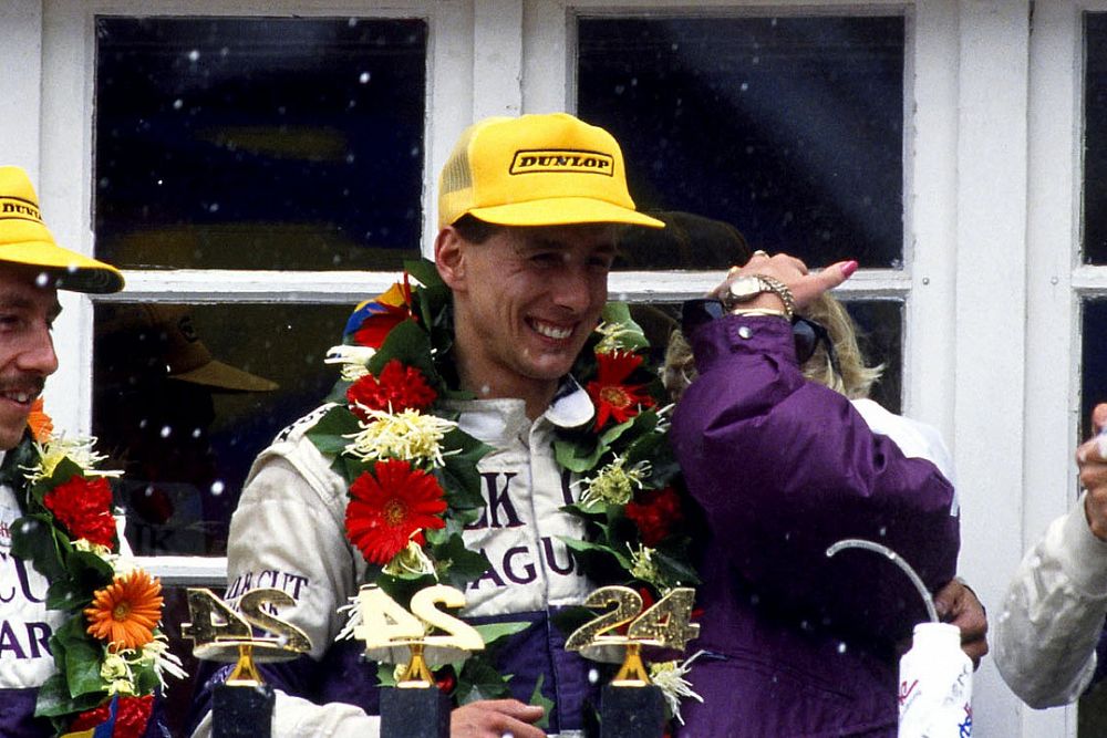 Podium: Jan Lammers, Johnny Dumfries, Andy Wallace, Jaguar XJR-9 LM