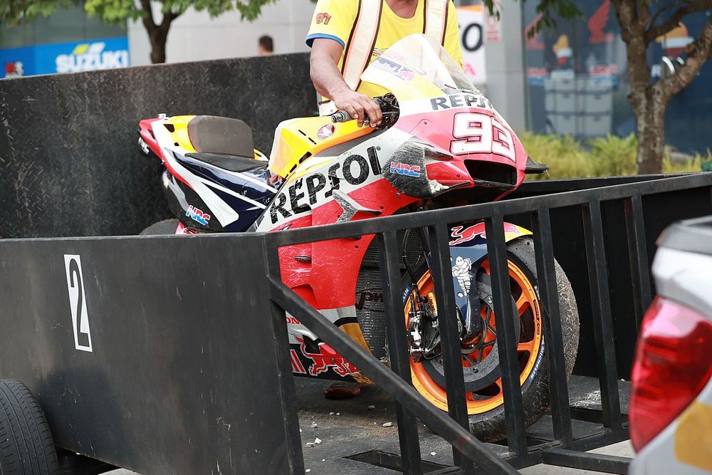 Marc Marquez, Repsol Honda Team's crashed Honda