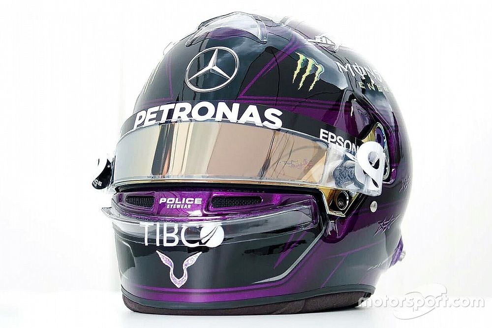 Lewis Hamilton, Mercedes AMG F1 helmet detail