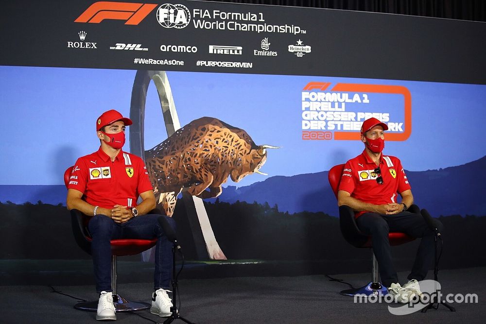 Charles Leclerc, Ferrari and Sebastian Vettel, Ferrari in the press conference