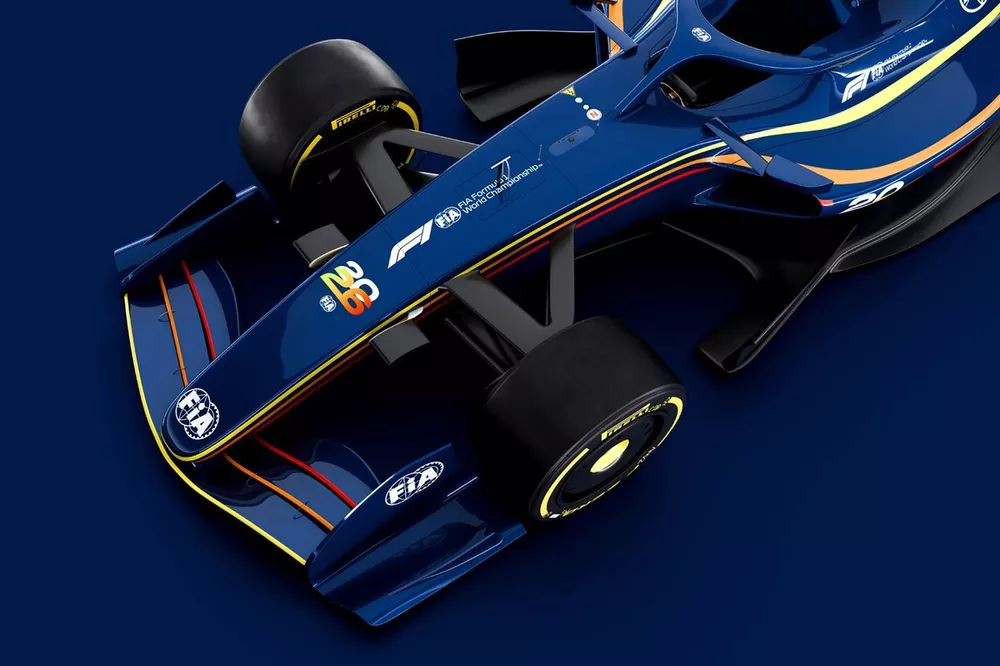 Render de un coche de F1 2026 con las nuevas reglas