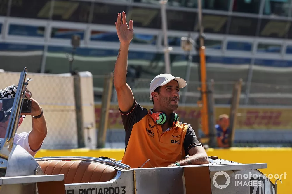 Daniel Ricciardo, McLaren, on the drivers' parade