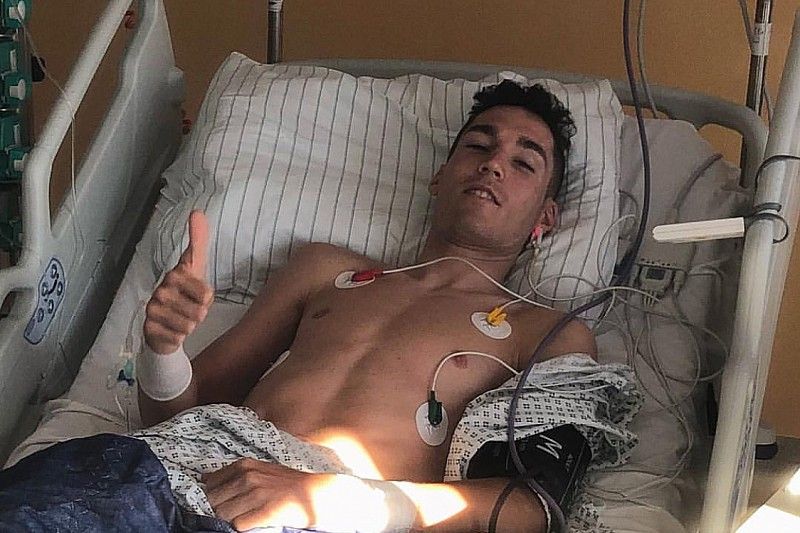 Aleix Espargaró en el Hospital de Chemnitz tras accidentarse en Sachsenring (Foto: Instagram A. Espargaró)