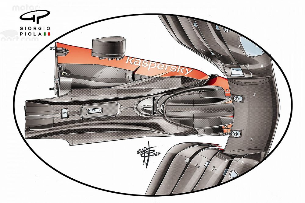 Ferrari SF21, dettaglio dell'ala frontale vista da sotto