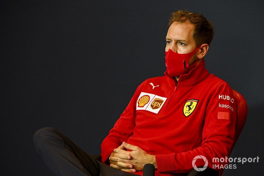 Sebastian Vettel, Ferrari in the press conference