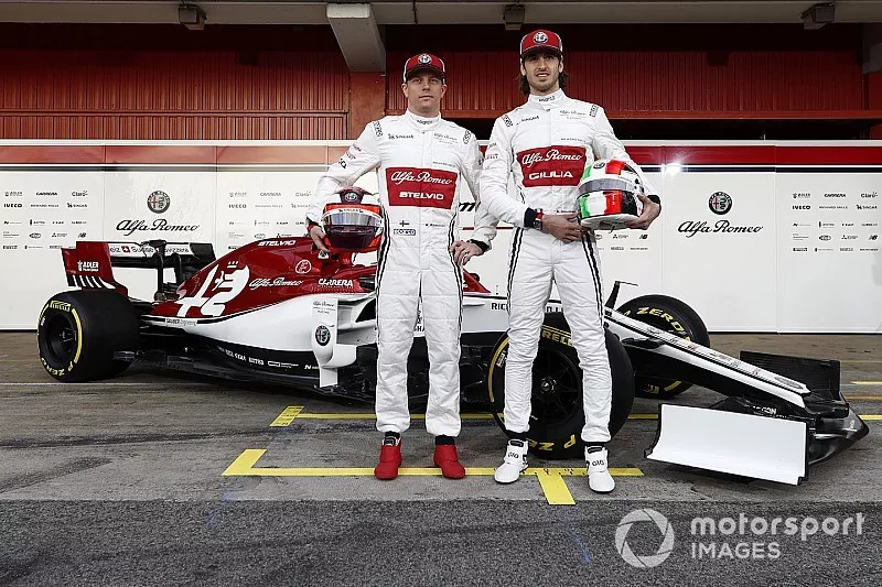 Kimi Raikkonen, Alfa Romeo Racing and Antonio Giovinazzi, Alfa Romeo Racing with the new Alfa Romeo Racing C38