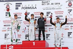 スーパーフォーミュラ最終戦レース1トップ3会見:国本「スタートは完璧、満足できたレースだった」