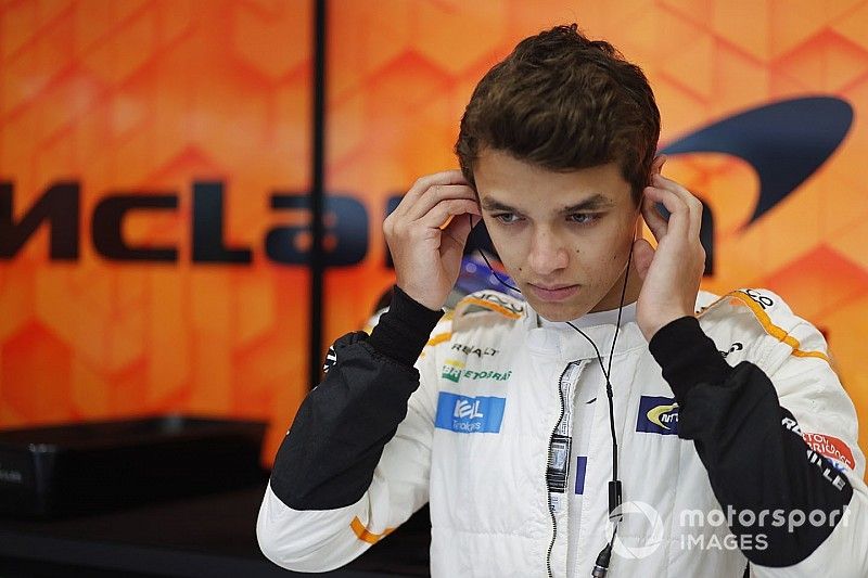 Lando Norris, McLaren MCL33, prepares to drive in FP1