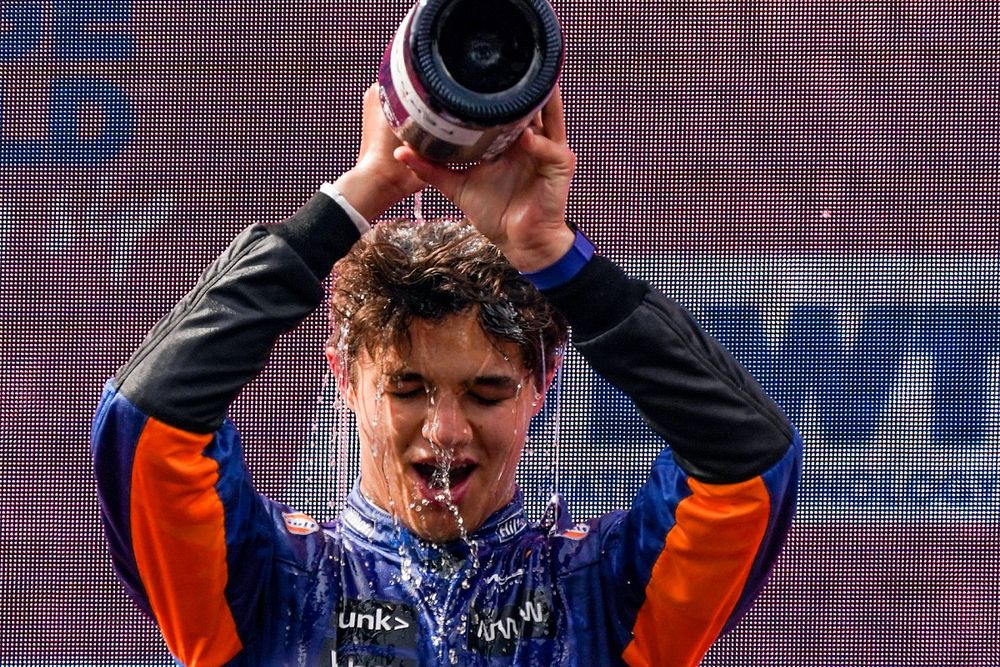 Podio: terzo posto Lando Norris, McLaren