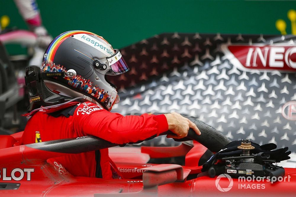 Sebastian Vettel, Ferrari, 3rd position, in Parc Ferme