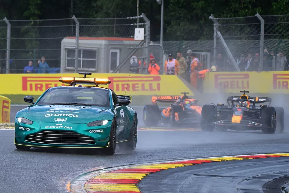 Race start behind the safety car