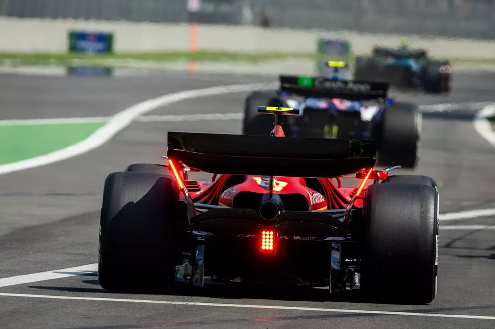 Carlos Sainz, Ferrari SF-24, leaves the pit lane