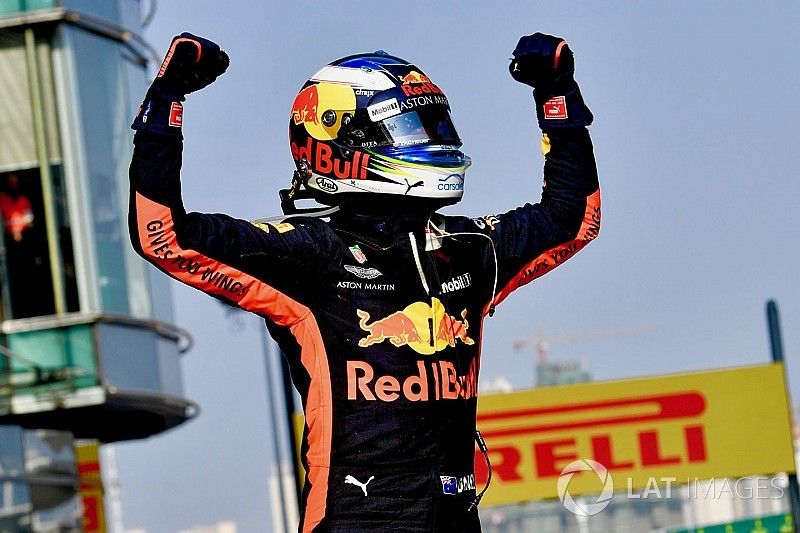 Race winner Daniel Ricciardo, Red Bull Racing celebrates in parc ferme