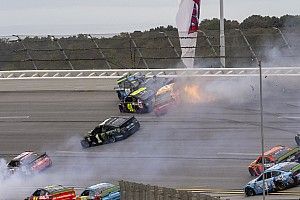 Big wreck ends Stage 2 at Talladega with Bowyer out front