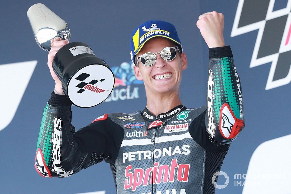 Podio: il vincitore della gara Fabio Quartararo, Petronas Yamaha SRT