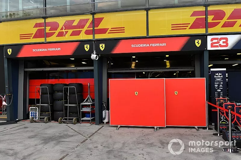 Screens outside the Ferrari garage