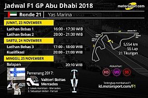 Jadwal lengkap F1 GP Abu Dhabi 2018